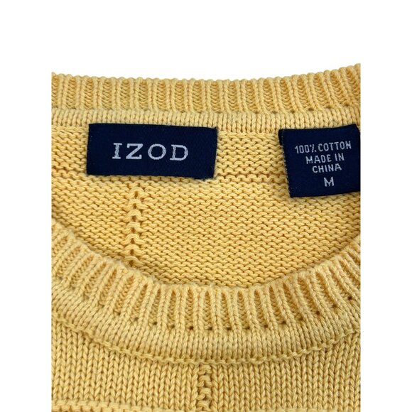 Izod Men’s Sweater M Yellow Vintage Long Sleeve Crewneck Pullover Cotton Logo - Picture 6 of 13